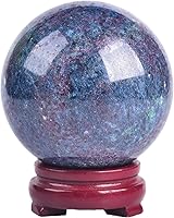 Vista 29 de AMOYSTONE Bola de aventurina azul Natural Cuarzo Cuarzo Cristal Esfera Piedra Bola con Base de Madera