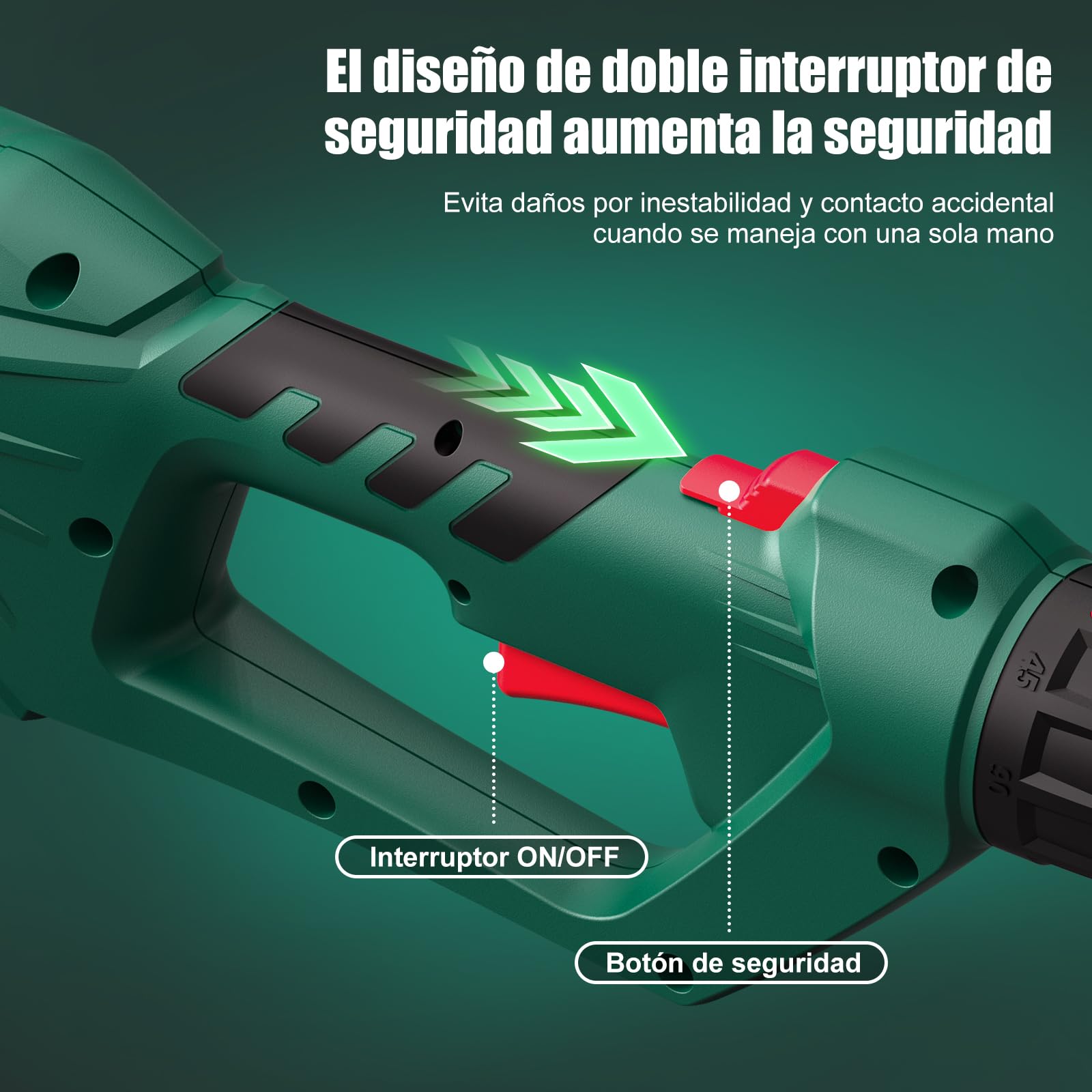 HYCHIKA Cortasetos Electrico Telescopico 900W, Cortasetos Telescopico, Extensible 200-250 cm, Cabezal Pivotante +90°~-45°, Doble Interruptor y Doble Asa, para Podar Césped, Arbustos y Setos