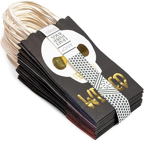 Miniatura 3 de Spooky Central Paquete de 24 bolsas de papel de Halloween con asas para niños, regalo de dulce o truco, suministros de recuerdo de fiesta, 3 diseños