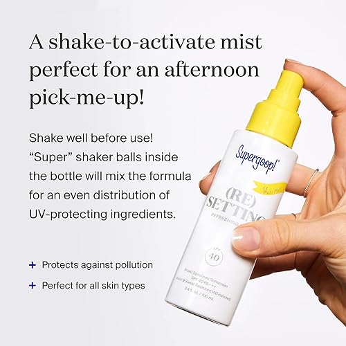 Miniatura 2 de Supergoop! Bruma refrescante (Re)setting - 3.4 onzas líquidas, paquete de 2 - SPF 40 PA +++ niebla facial - Establece maquillaje, refresca la