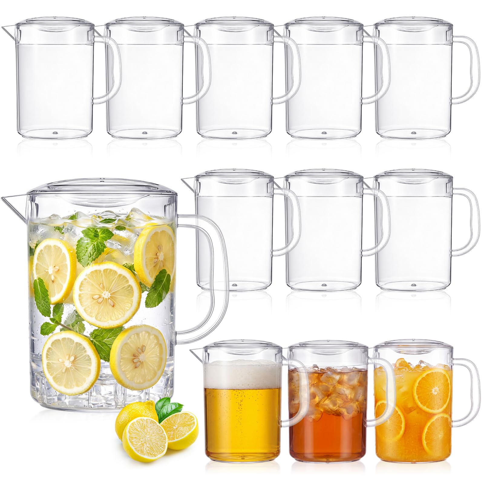 Tessco 12 Pcs Plastic Pitchers 60 Oz Clear Water Beer Jug Large,Fashion