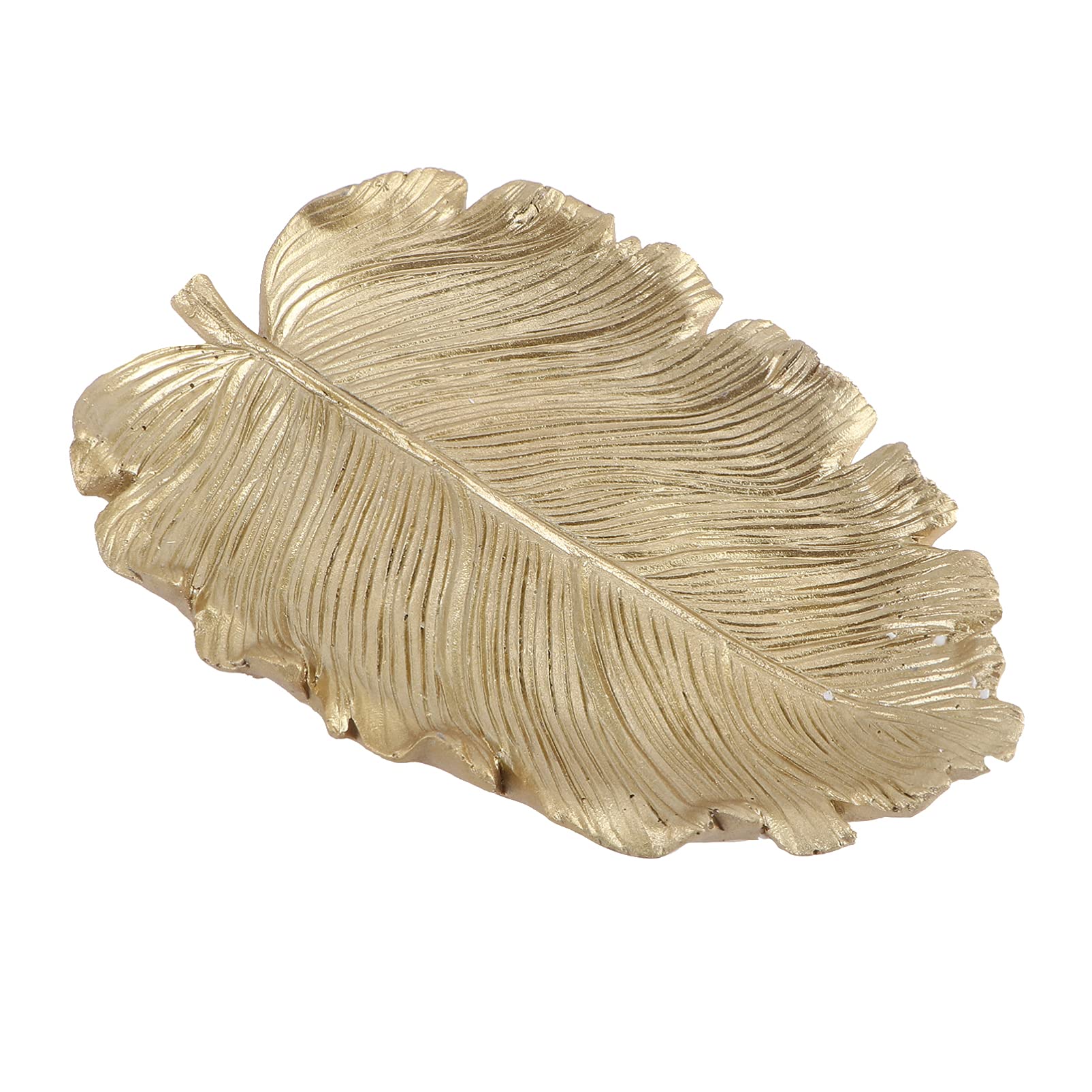 Wakauto Gold Leaf Shaped Small Jewelry Ring Dish,Gold Leaf Trinkle Dish Jewellery Tray Plate Decorative Plate for Necklace Earrings Rings Bracelet Tray Organizer Wedding Party Decor
