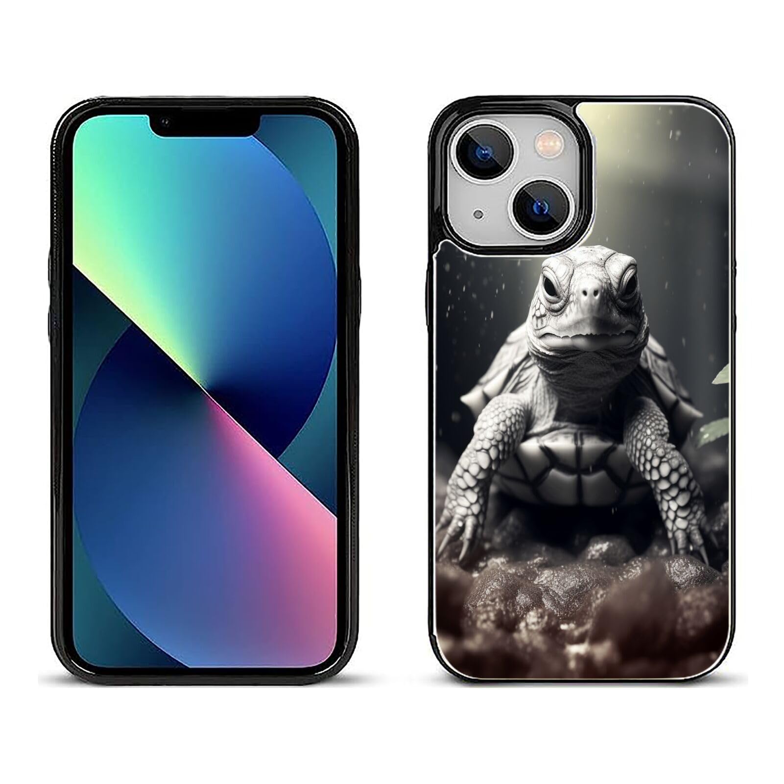 Card Wallet Phone Case for iPhone 13 Mini with Turtle-aa31 Pattern - Multi-Card Slots, Hands-Free Kickstand, Rugged Shockproof Protection, Magnetic Closure