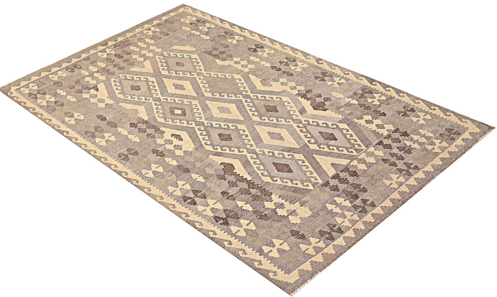 Afghan Kelim Old Style Natural Tapis tissé à la main Beige géométrique C 200 x 300 cm