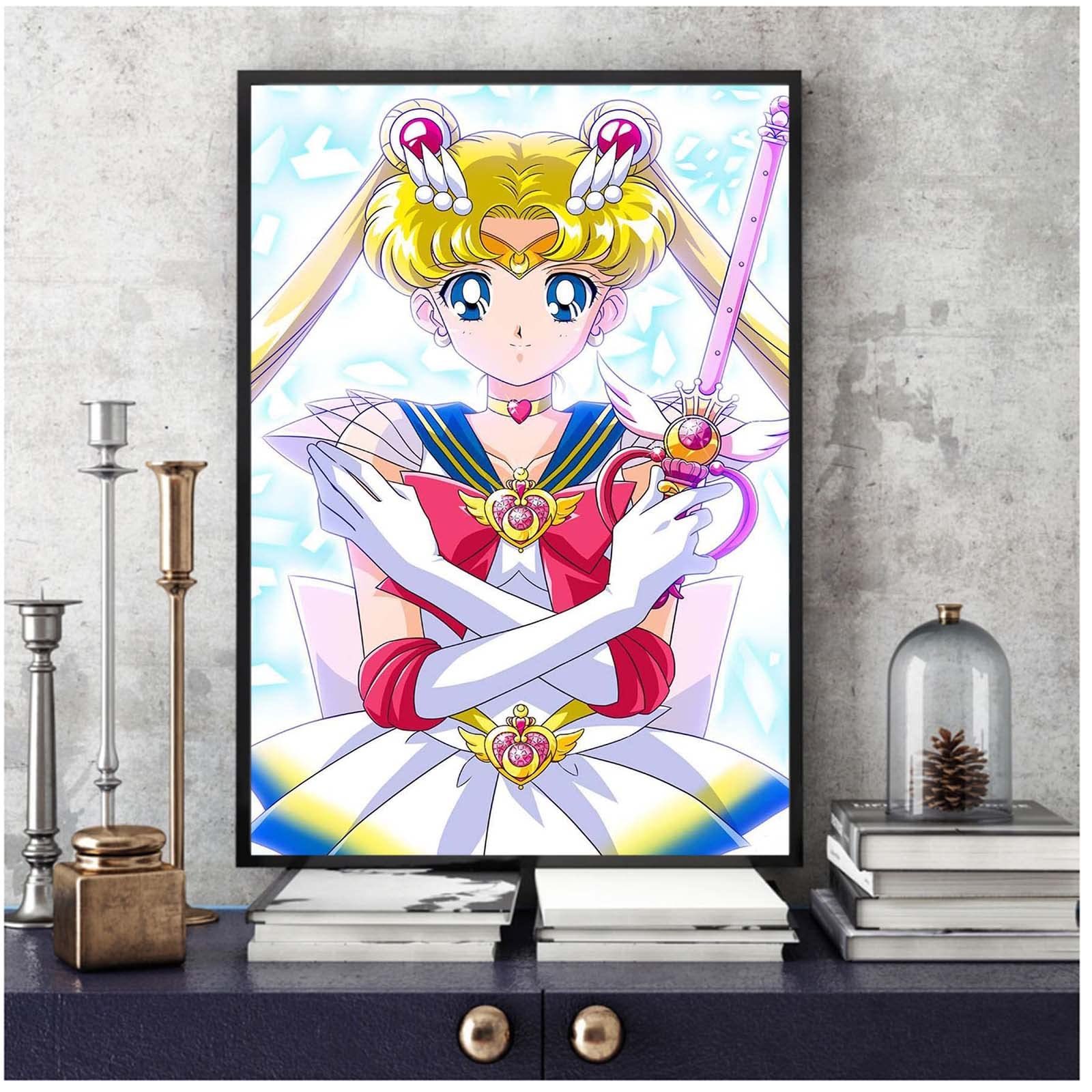 Amazon｜セーラームーンポスターと壁アートキャンバス画像印刷現代の家