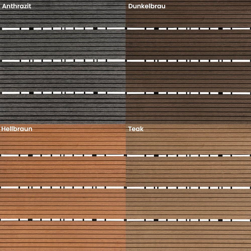 Home Deluxe Piastrelle in legno 'BAVARO' -Colore: tek - Dimensione: 6 m²- Materiale: WPC, Resistente alle intemperie, facile da pulire I Piastrelle in Legno Pavimento