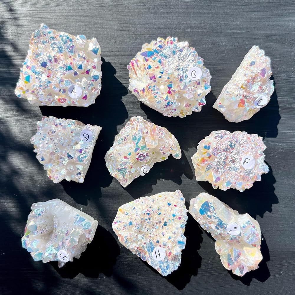 Natürlicher Angel-Aura-AB-Quarzcluster, Regenbogen-Geode