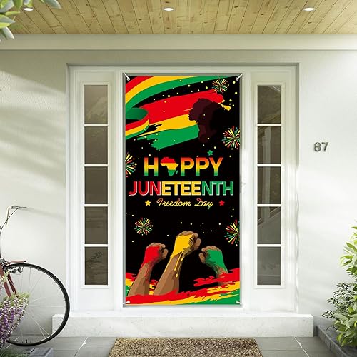 Miniatura 4 de Juneteenth - Pancarta decorativa para puerta, 6 x 2.9 pies, telón de fondo de feliz juneteenth 1865 Día de la Libertad Afroamericano Historia negra