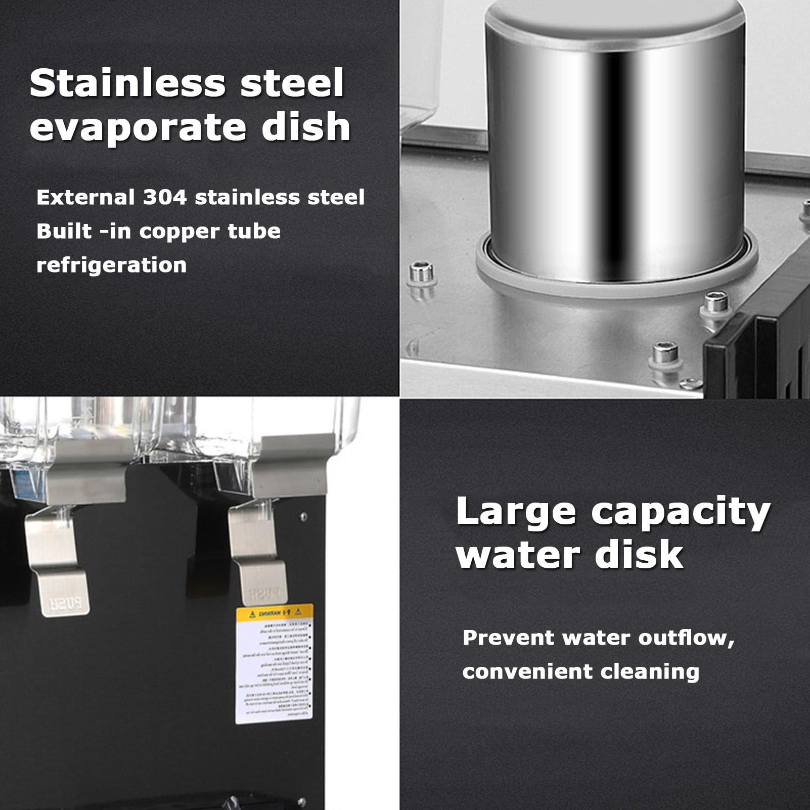 Dispenser per succhi freddi e caldi 32L in acciaio inossidabile trasparente per bevande commerciali dispenser a due teste spremiagrumi argento