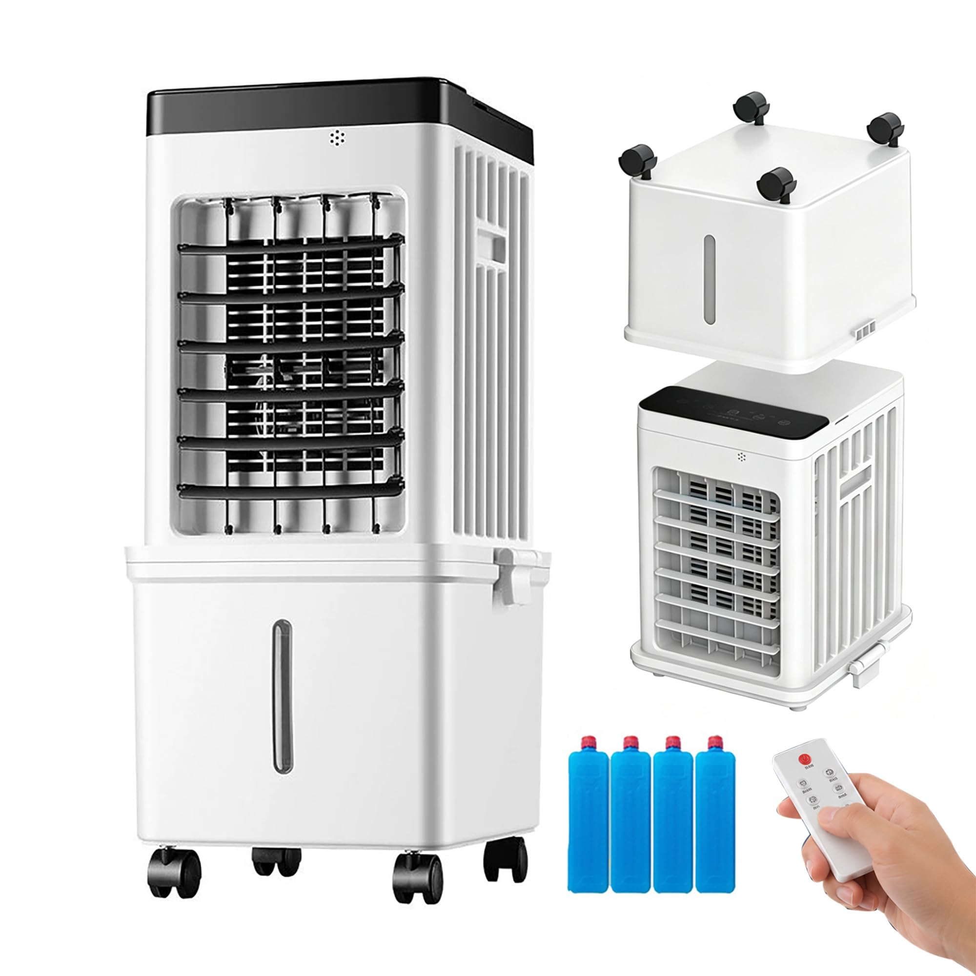Portable Evaporative Air Cooler, 15L Water Tank, Detachable Swamp Cooling