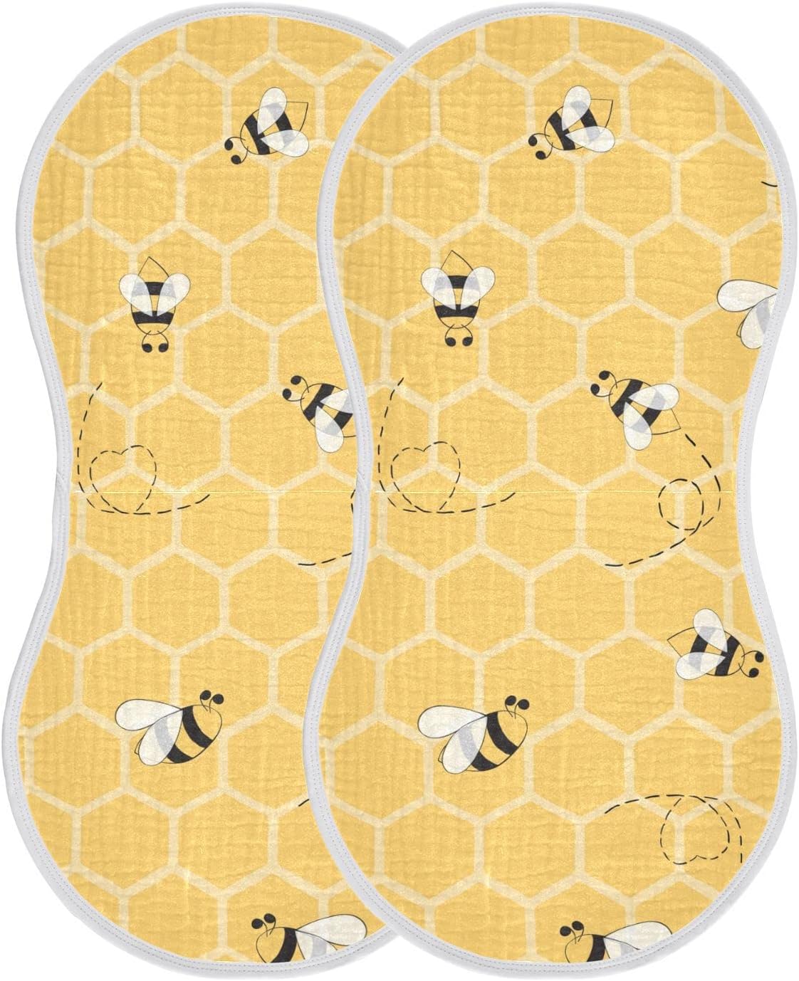 Cute Bee On Honey Yellow Honeycomb Muslin Burp Cloths for Baby 2 Pack 100% Cotton Baby Washcloths Bibs for Boy Girl Cute Bee On Honey Yellow Honeycomb Muslin Burp Cloths for Baby 2 Pack 100% Cotton Baby Washcloths Bibs for Boy Girl