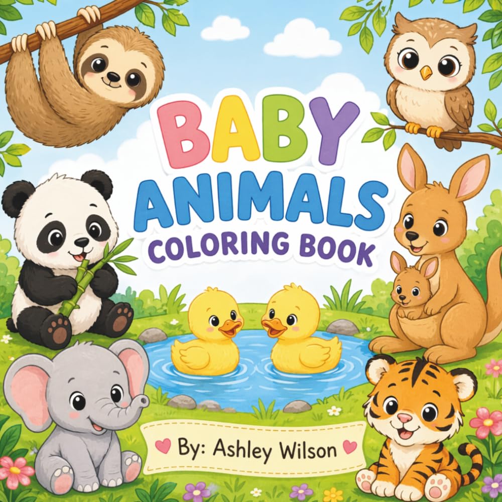 Adorable Baby Animals Coloring Book: Fun, Simple, and Cute Animal Pages for Little Artists (Ashley Wilson's Bold & Fun Coloring Collection)