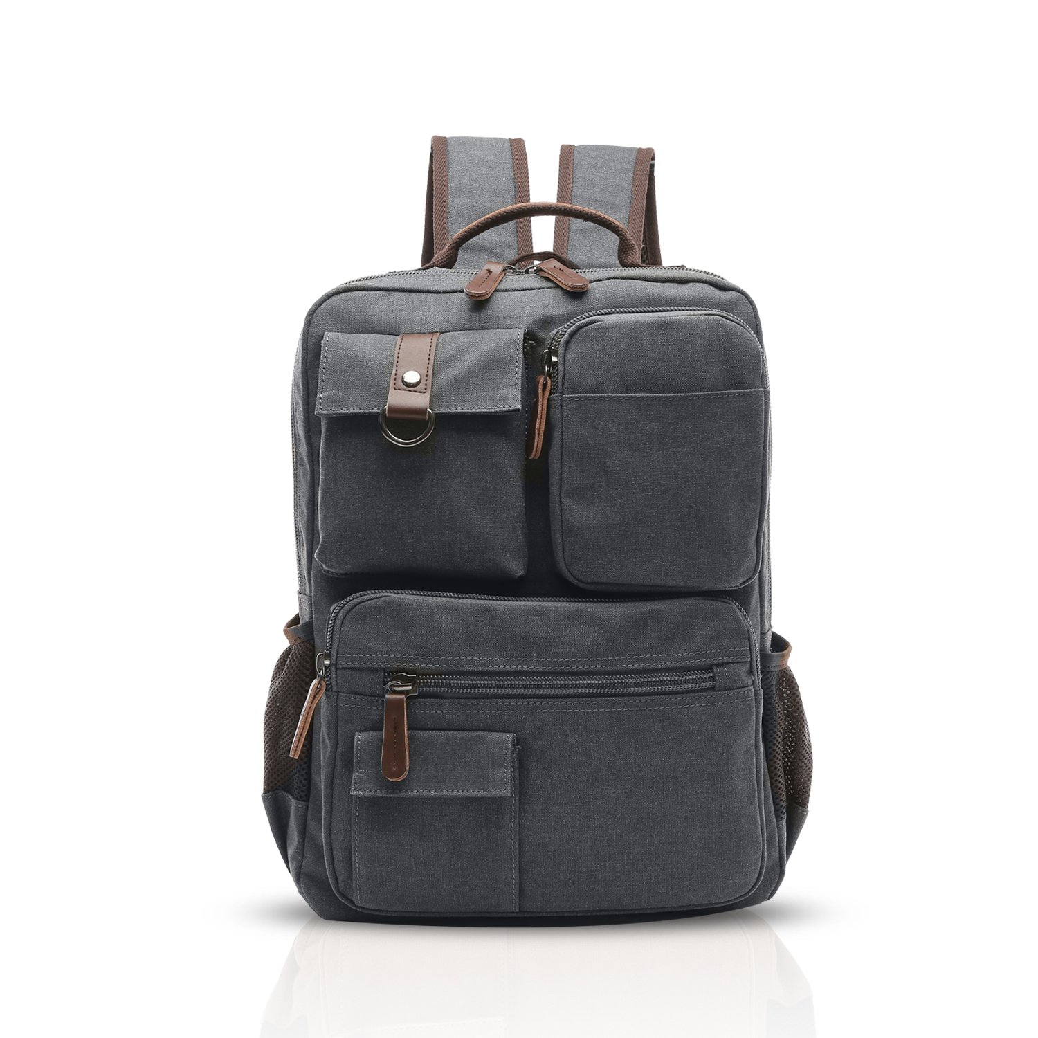 FANDARE Retro Zaino Uomo Business Multi-pocket Rucksack Student Outdoor Viaggio Daypack Traspirante Tela