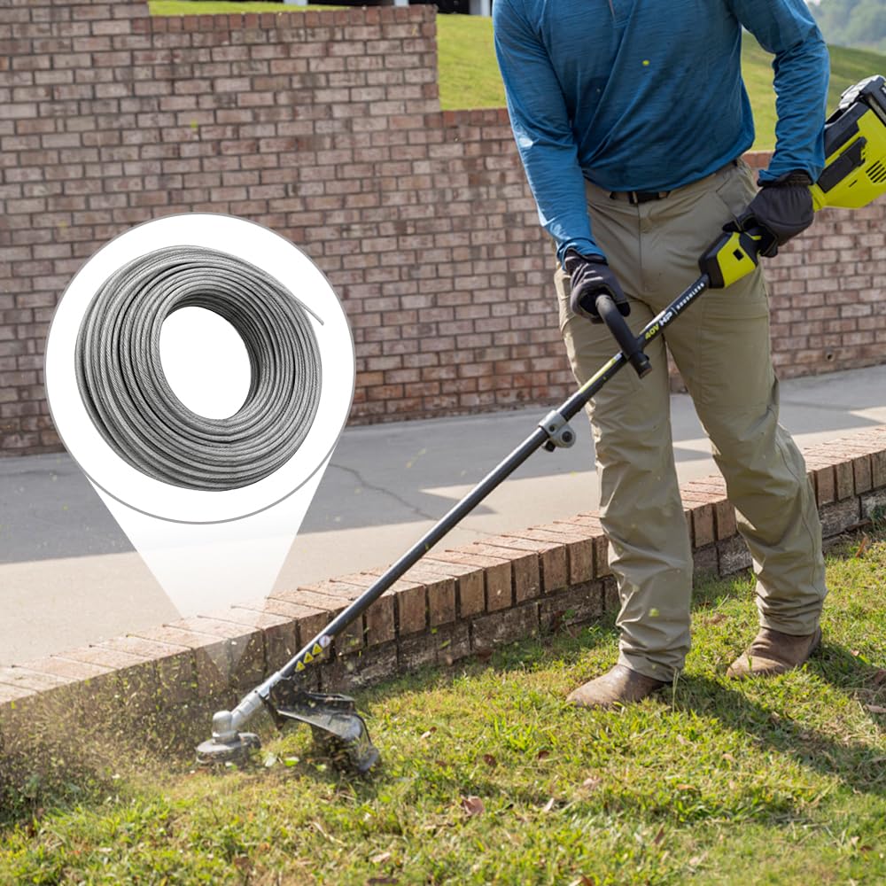 Hilo Desbrozadora Acero 2,4mm x 30m, Línea Trimmer Strimmer de Acero Hilo de Corte de Alambre de Acero Hilo de Corte para Desbrozadora Línea de Recortadora de Hilo para Hierba Crecida y Malas (30m)