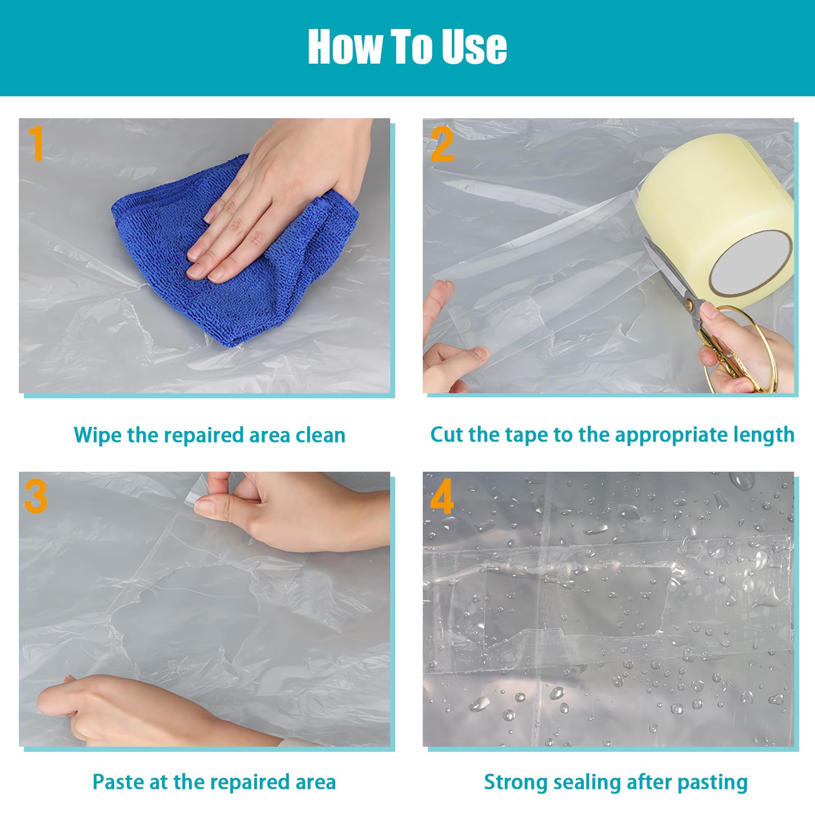 Cinta Reparación Invernadero 7.5cm x 25m, Cinta Adhesiva para Invernaderos de Polietileno Transparente Impermeable Antidesgarro Antienvejecimiento para Lonas Toldos Carpas