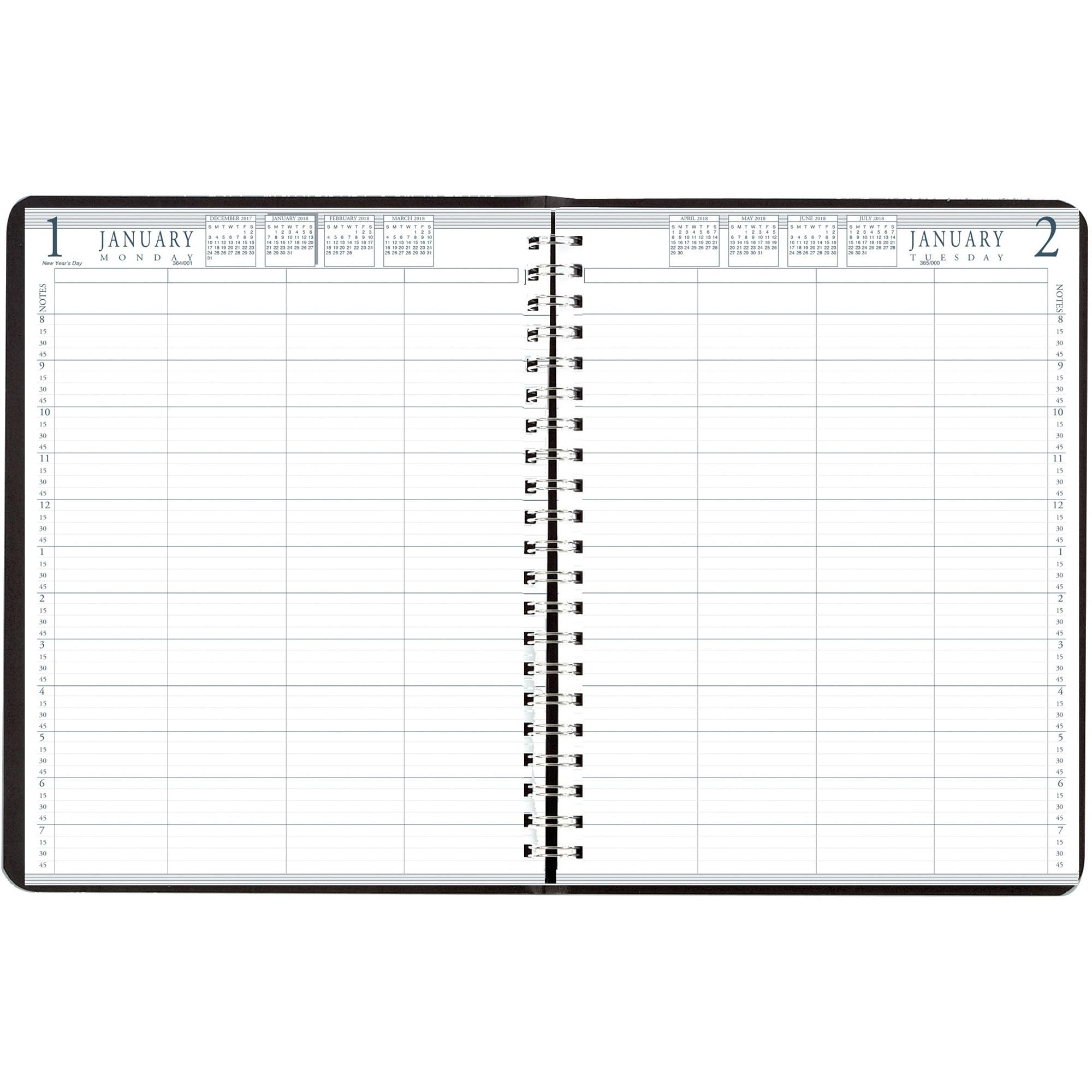 House of Doolittle Agenda giornaliera di gruppo 12 mesi per 4 persone, da gennaio 2027 a dicembre 2027, layout a pagina singola con 1 settimana, 20,3 x 28 cm, copertina nera