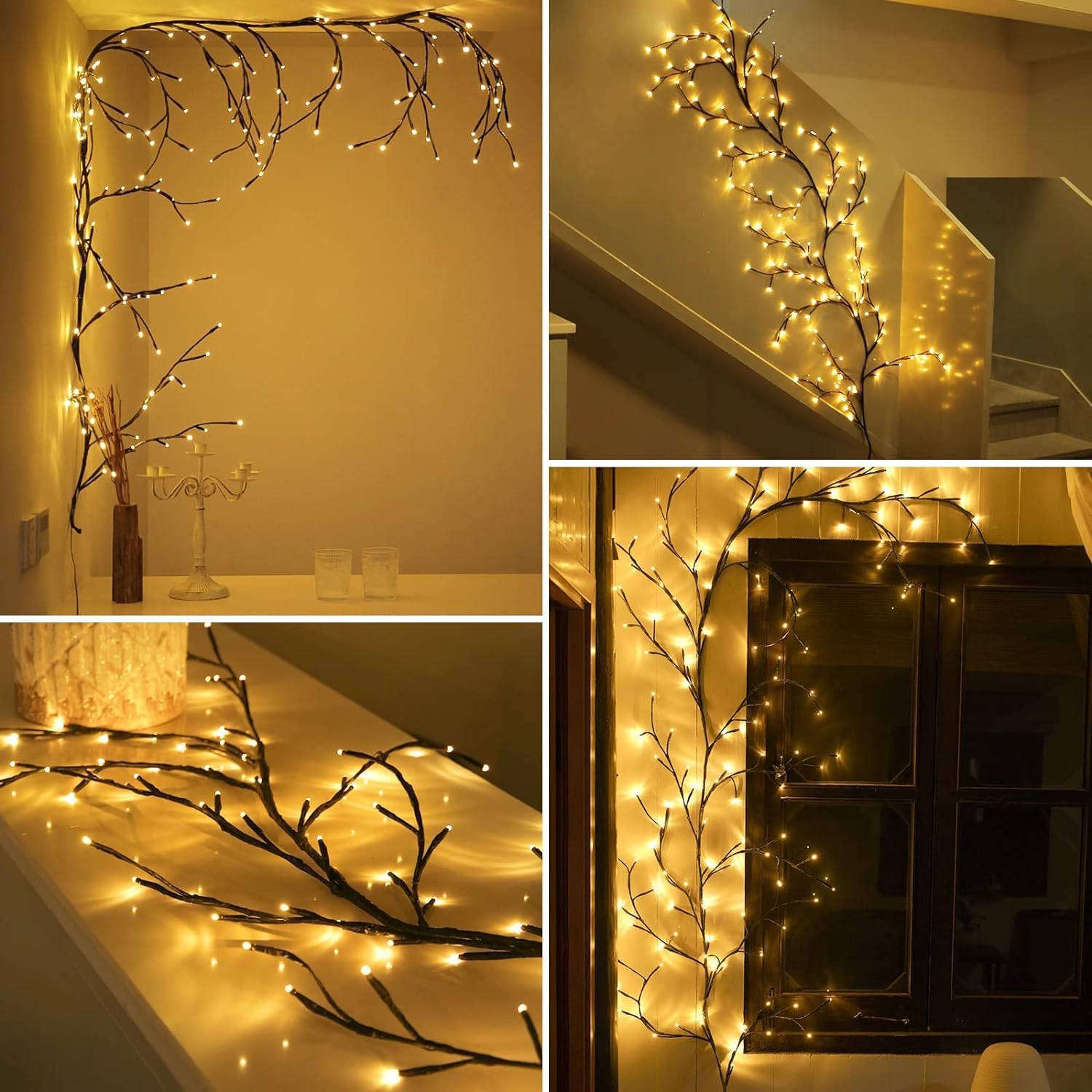 Ciskotu 2 Paquetes Guirnalda Luces Interior, Cadena de Luces con Enchufe, 144 LEDs Ramas de Luces LED para Interior, Luces LED para Cuarto para Decoracion pared Dormitorio, Salon, Hogar