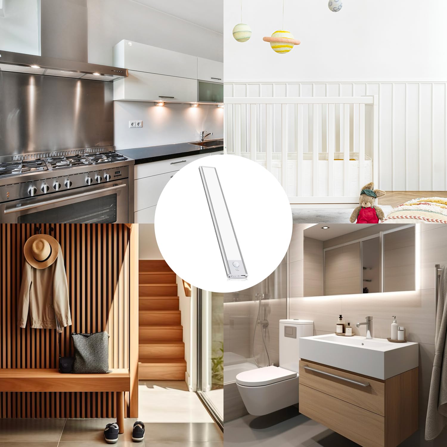Velamp Lactea XL Luce LED Ricaricabile da Sottopensile 40 cm – 150 lm, Dimmerabile (3000 K, 4000 K, 6500 K), Batteria Inclusa, Facilità di Installazione – Ideale Cucina, Armadi, Mensole