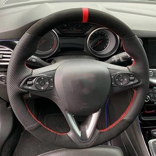 Miniatura 2 de Black Suede Car Steering Wheel Cover,Fit for Opel Astra K Corsa E Karl Crossland X Grantland Insignia Zafira Car Accessories