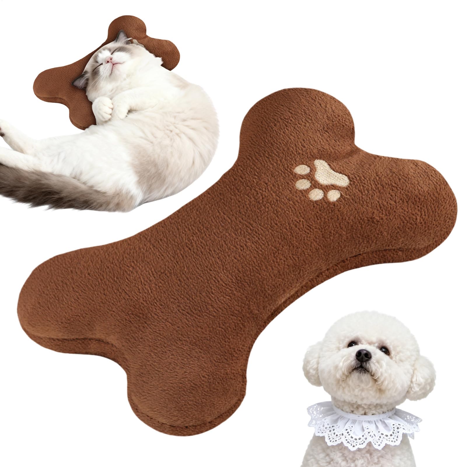 Pet Pillow - Soft Washable Chew-Resistant - Neck Support Dog Bone Pillow,for Cuddling Sleeping Play Indoor Outdoor Puppy Kitten Aggressive Chewers
