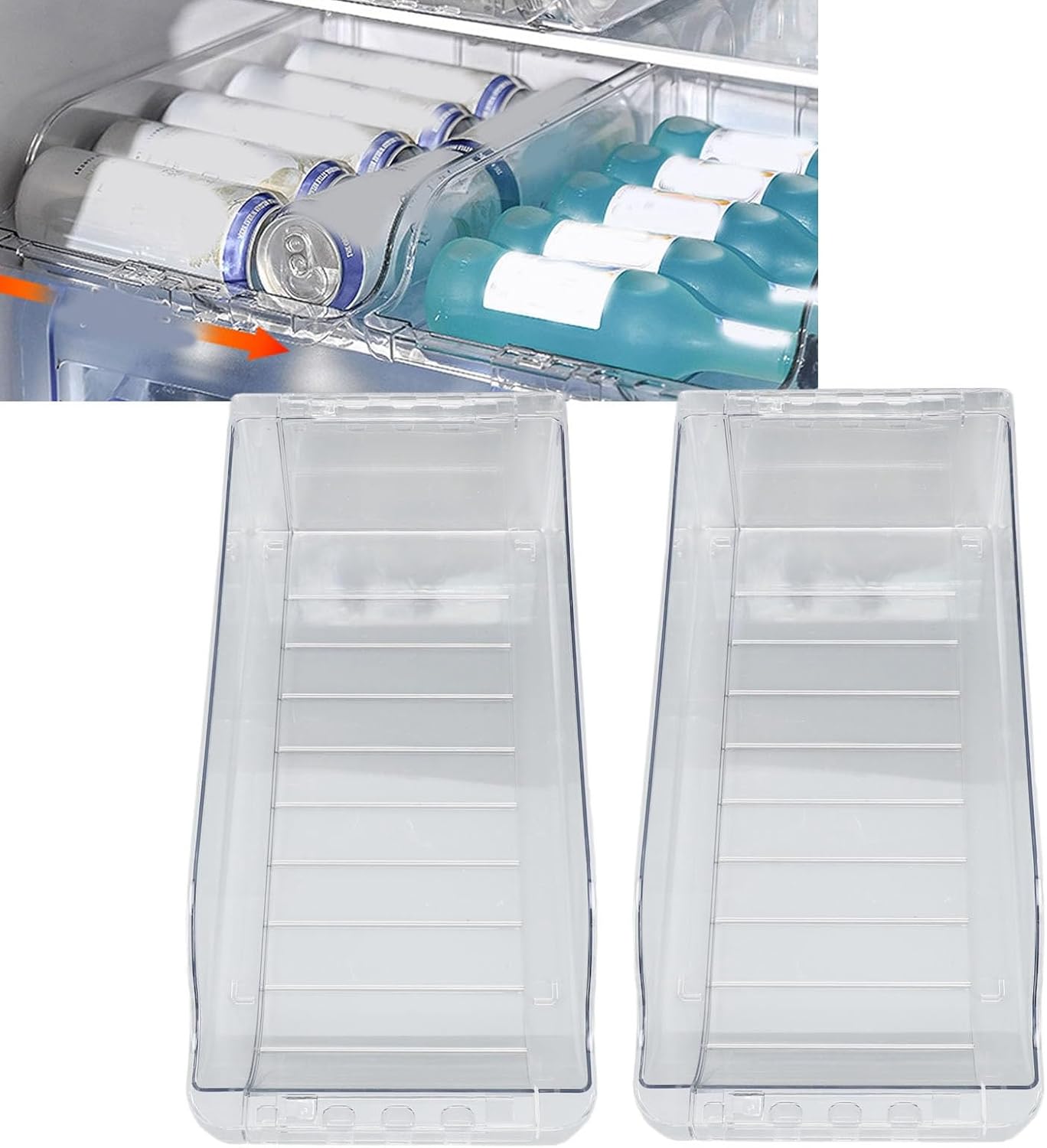Pilipane Soda Can Dispenser Drink Holder Stretchable Large Capacity Canned Food Storage Container Organizer for Refrigerator Cabinet Plastic 2PCS
