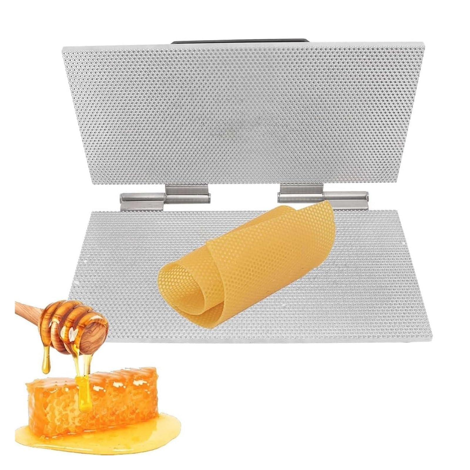 Forma podkładowa z wosku pszczelego, naturalny wosk pszczeli, 220 x 420 mm, 4,9 mm/5,4 mm, narzędzie do prasy do materiałów i sprzętu pszczelarskiego (41,5 x 20, 5,4)