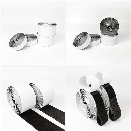 Miniatura 7 de Matenf Tiras de gancho y bucle con adhesivo, 1 pulgada x 10 pies, excelente agarre, parte trasera adhesiva fuerte, resistente, cinta de montaje,