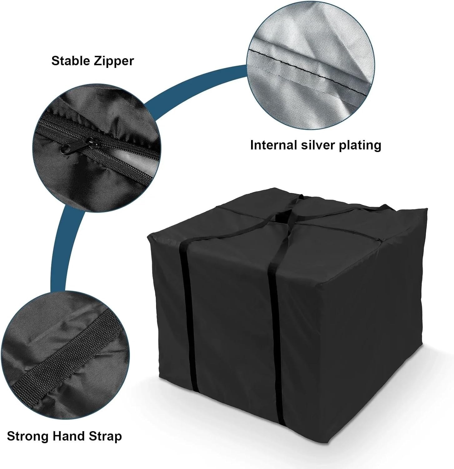 Heavy Duty Moving Bags Square Furniture Cushion Oxford Cloth Storage Bag Waterproof Organizer Zipped(Grey)