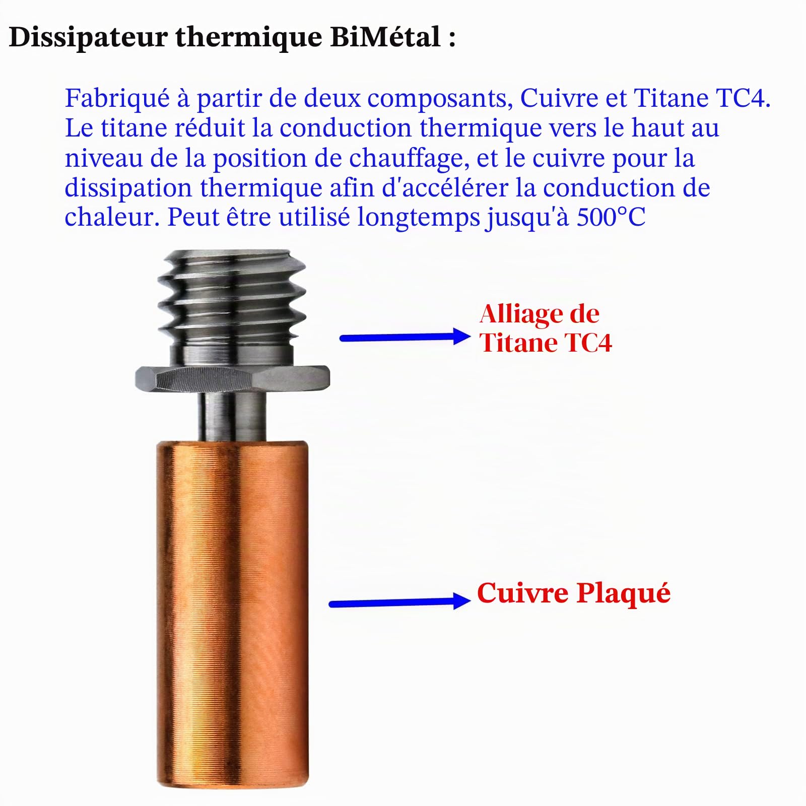 Bimétallique Heatbreak Ender 3 Haute Vitesse Extrudeuse à entraînement Direct Double engrenage en Acier trempé Hotend pour imprimante 3D Creality Ender 3 Pro/V2, Ender 5 /Pro/Plus, CR10 S4, S5