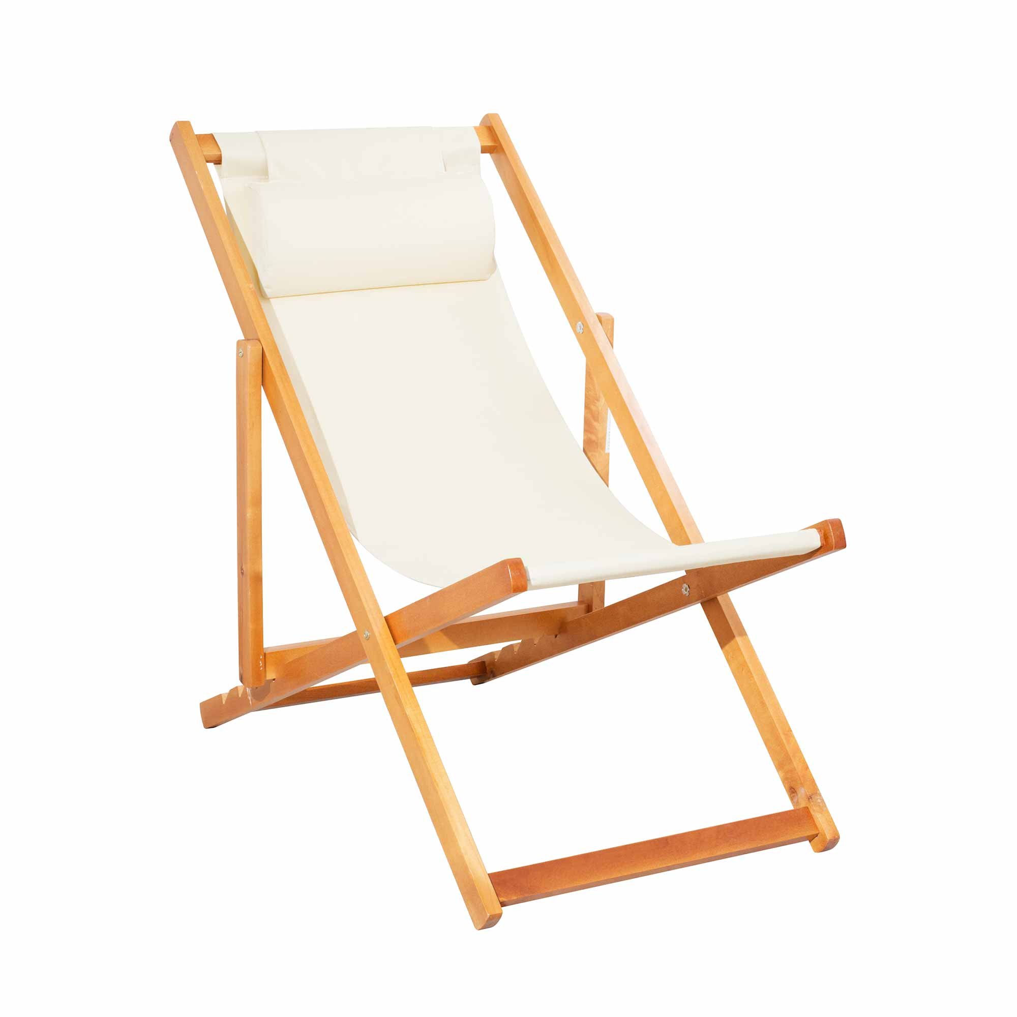 Chilienne pliante bois modèle Chili beige chaise longue de jardin et balcon