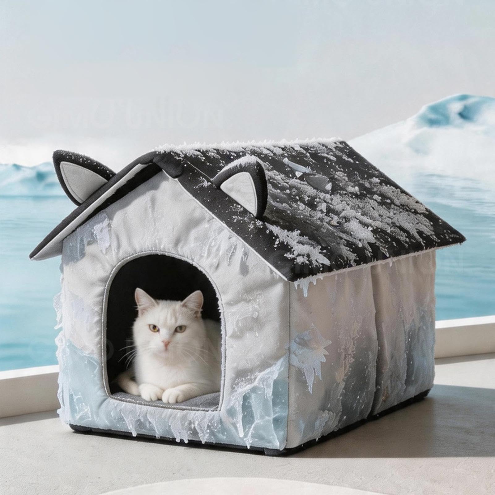 Casetta Raffreddamento Animali Domestici, Grotta Gatti Aperto, Con 8 Impacchi Ghiaccio, Rifugio Impermeabile Animali, Cuccia Cani Estiva Aria Condizionata, Pieghevole Per Giardino Cortile Patio