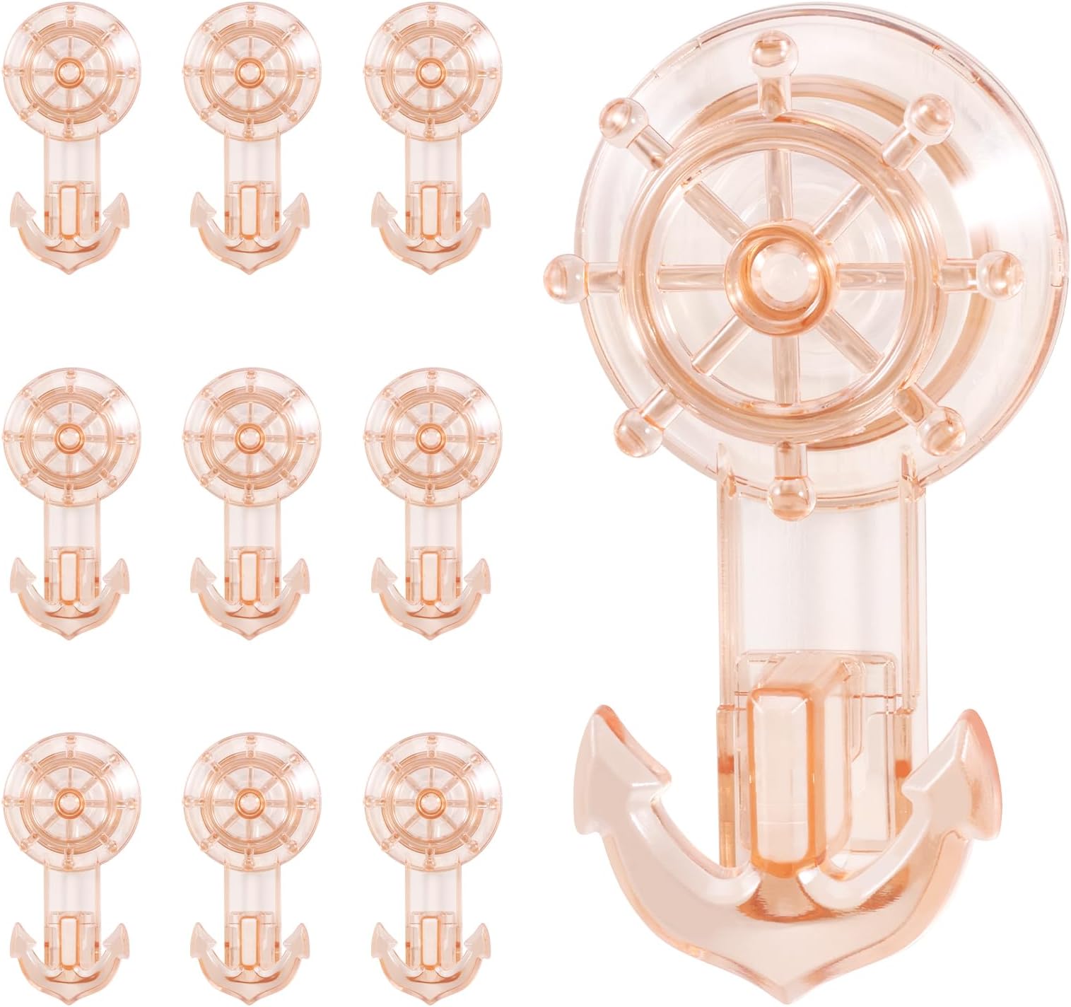 10 Pcs Rotating Suction Cup Hook Clear Vacuum Suction Hanger No Drilling Wall Towel Hanger Hook for Bathroom Kitchen(Amber)