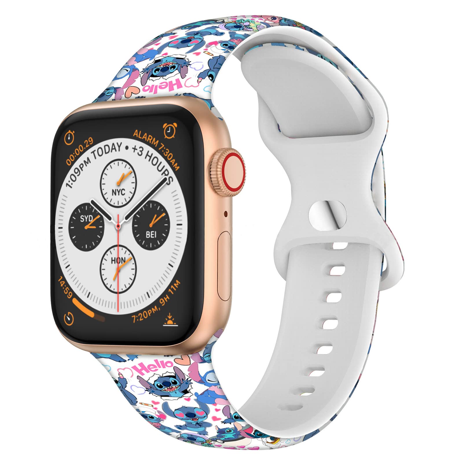 Cartoon Band Compatible with Apple Watch 38mm/40mm/41mm/42mm/44mm/45mm/46mm, Cute Bands Replacement for Apple Watch Series 10 9 8 7 6 5 4 3 SE2, Silicone iWatch Band for Women Men
