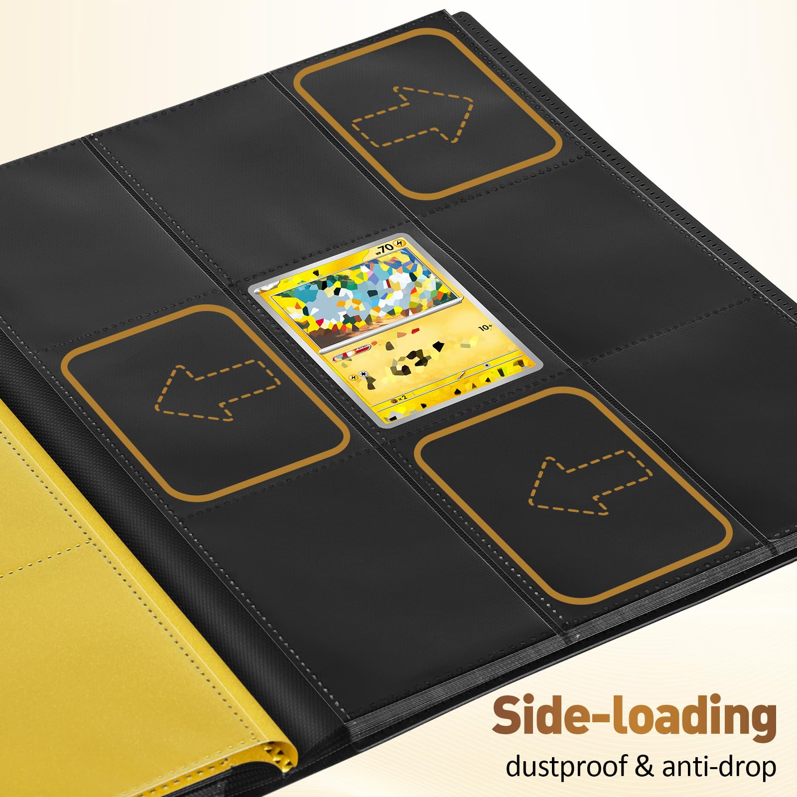 Euqvunn Raccoglitore Carte, 24 Fogli 432 Tasche Album Carte Collezionabili con 2 Pagine in Evidenza, Side-loading Card Binder per TCG, Sports Cards (nero) (Confezione da 2)