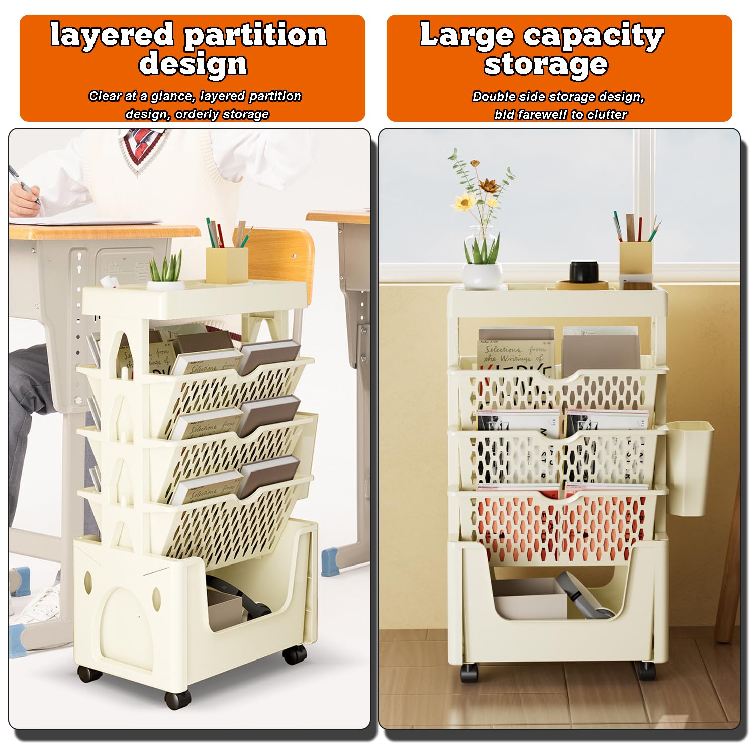 GOPLUS Carrello Rotante A 3 Livelli, Carrello Portaoggetti E Organizzatore Con Doppi Pannelli Forati 2 Cestini E 4 Ganci Rimovibili Ideale Per Cucina Ufficio 52 X 33 X 75 Cm 61186623