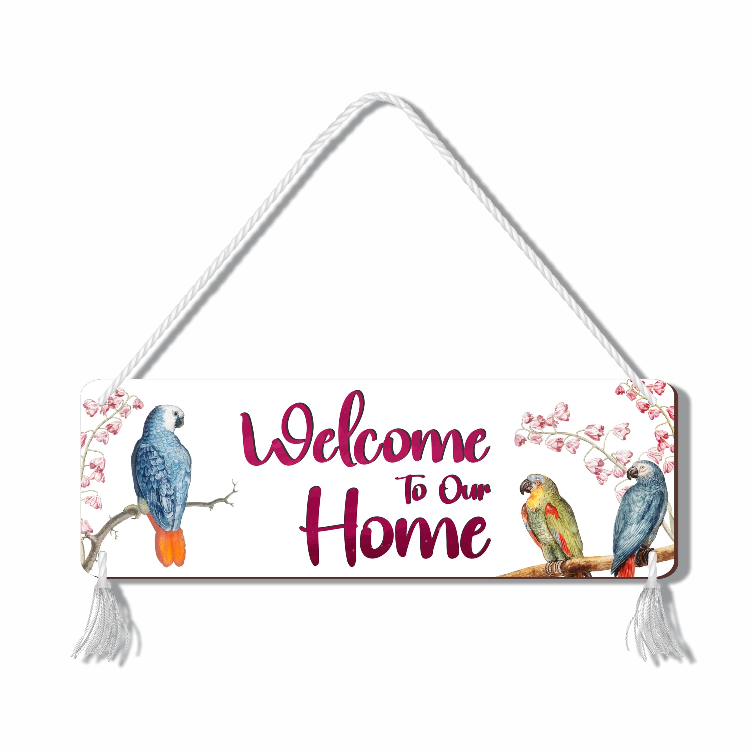 Blue Finch Welcome Home Wall Hanging Sign, Rectangular, 29.7L x 9.7W cm, Engineered Wood, Nature Theme, Wall Mount, 1 Unit-image-47
