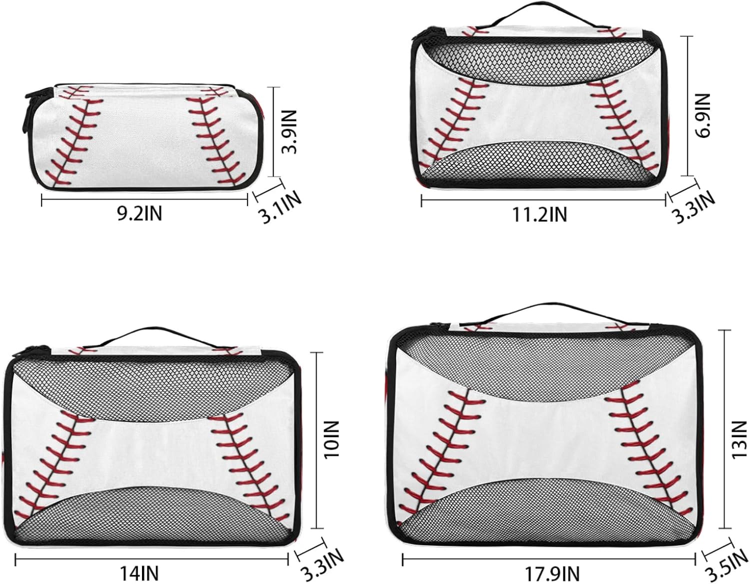 Baseball Compression Packing Cubes for Travel,Expandable Cubes Storage Bag Carry on Luggage Organizers for Toiletry Clothes Shoe Accessories 4 Set