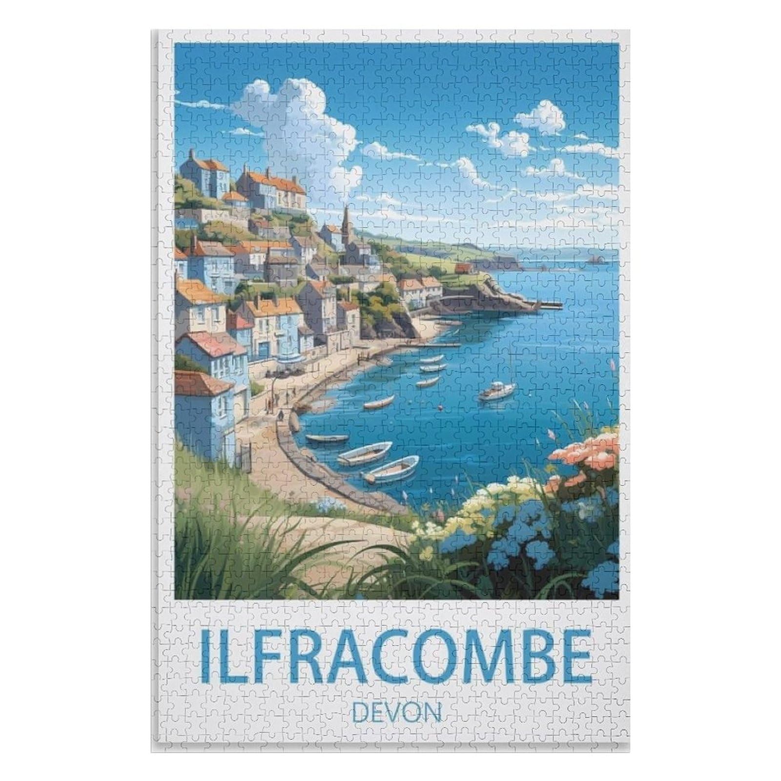 Adult Difficult Challenge Scenery, Ilfracombe Devon,Adults 1000 Piece Jigsaw Puzzle- Christmas,52x38,paper puzzle ,AA-884 — image 1