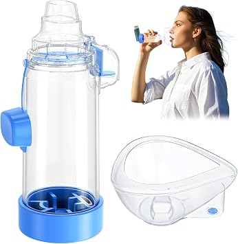 Inhaler Spacer - for Children and Adults, Medical Grade mask Design, Colorful Options, Home School Travel, Easy to Clean - Nessi OTC Spacer Blue, Adult