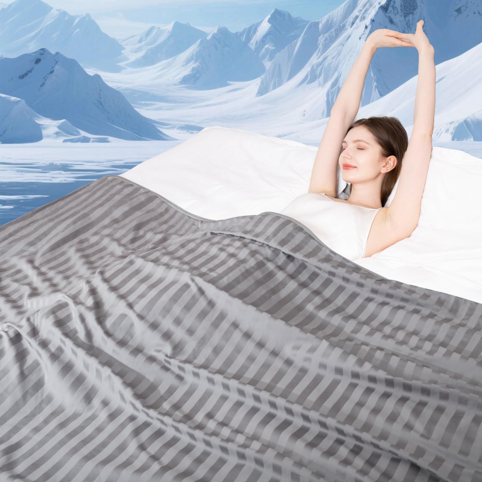 Elegear Revolutionary Cooling Blanket King, Absorbs Heat to Keep Body Cool for Night Sweats, Double Sided Arc-Chill 3.0 Cool Fiber Q-Max>0.5, Lightweight Summer Cold Blankets Sleeping 90“ x 108”