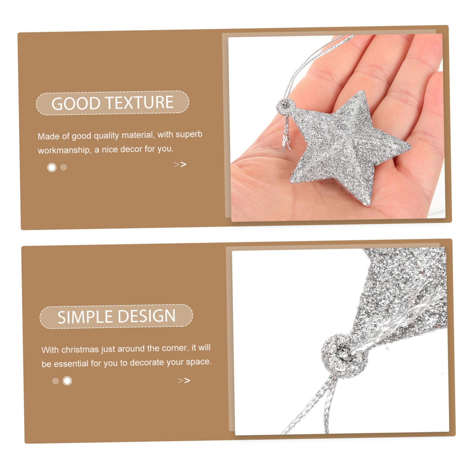 STOBAZA 48pezzi Decorazioni Natalizie Forma Di Stella Glitterata Adornamenti Per Albero Di Natale Da Accessori Festivi Per Feste Di Natale e Capodanno