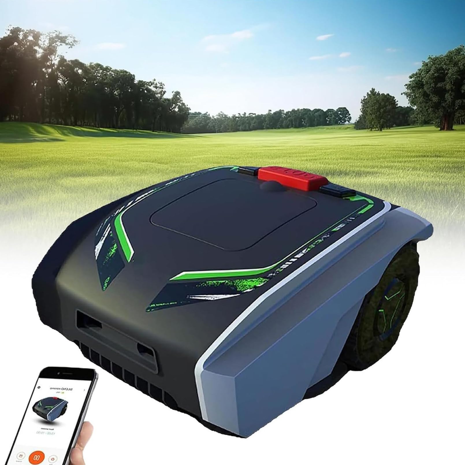 Tondeuse à gazon robotisée avec application et station d'accueil (robot tondeuse à gazon sans fil jusqu'à 1 500 m² et pe
