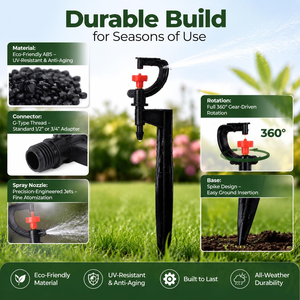 Goutteurs d'irrigation 20 pièces G-Type 360 ​​degrés de Rotation arroseur arrosage buse de pulvérisation Accessoire pour pelouse de Jardin
