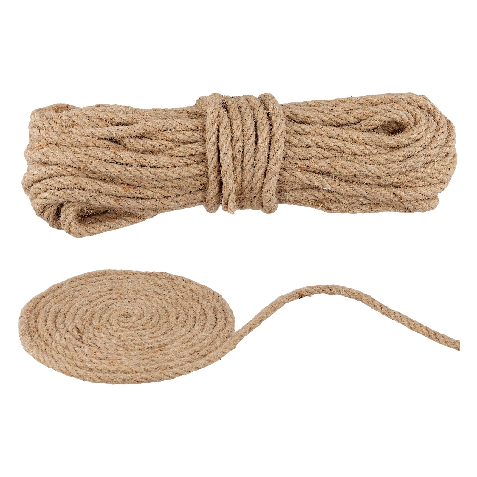 SINJEUN Corde de Jute Naturelle 10mm x 50m - Ficelle Jute pour Jardin, Décoration, Artisanat, Macramé, Arbre à Chat, Emballage Cadeau