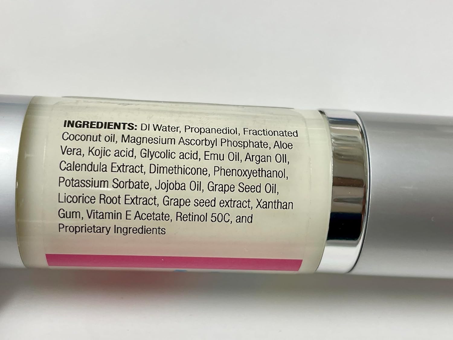 Product packaging showing ingredient information