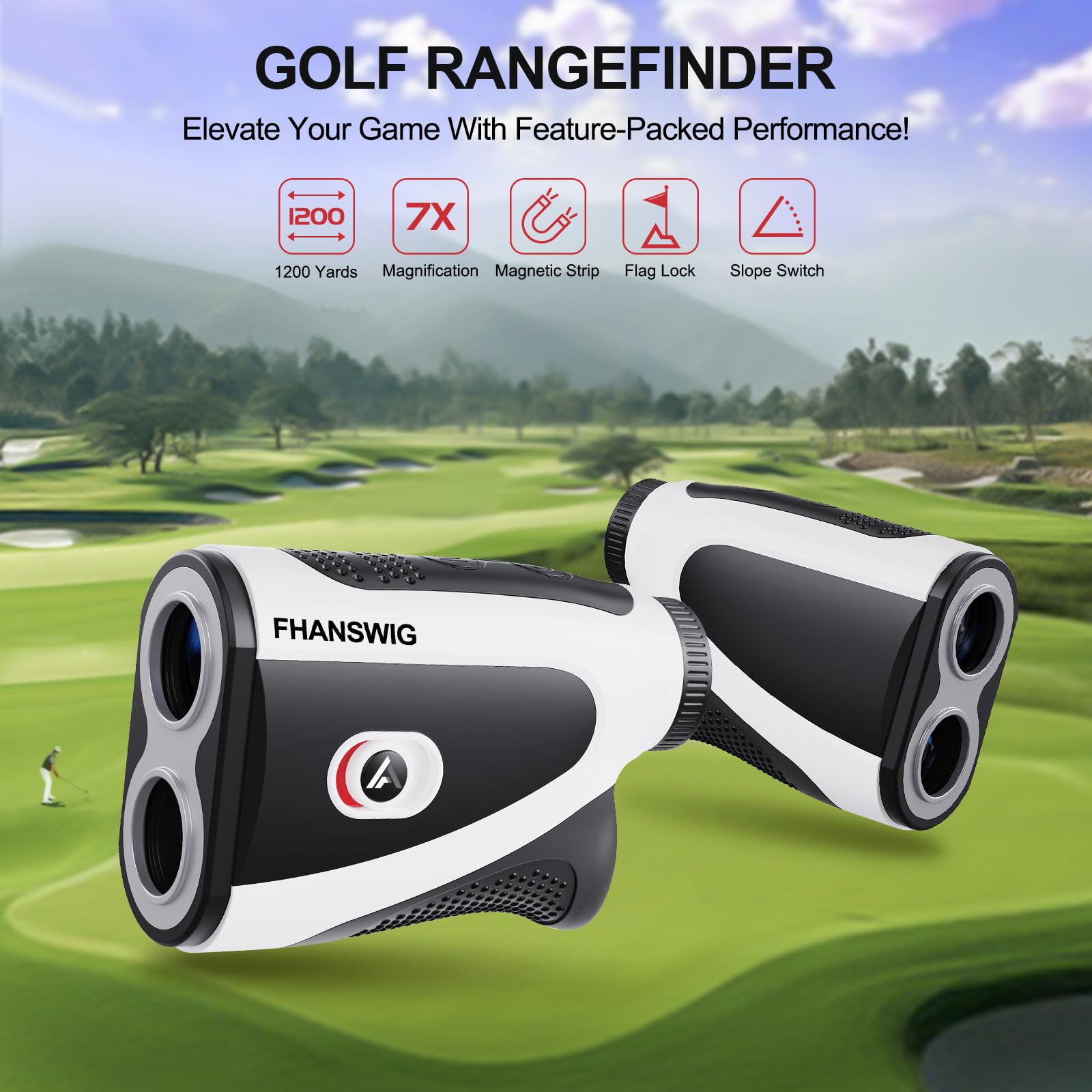 FHANSWIG Golf Rangefinder with Slope - 1200 Yard Laser Rangefinder with Flagstick Lock with Magnetic Strip Men's Golf Accessories, 7X Magnification, Hunting, Fhanswig Rangefinder