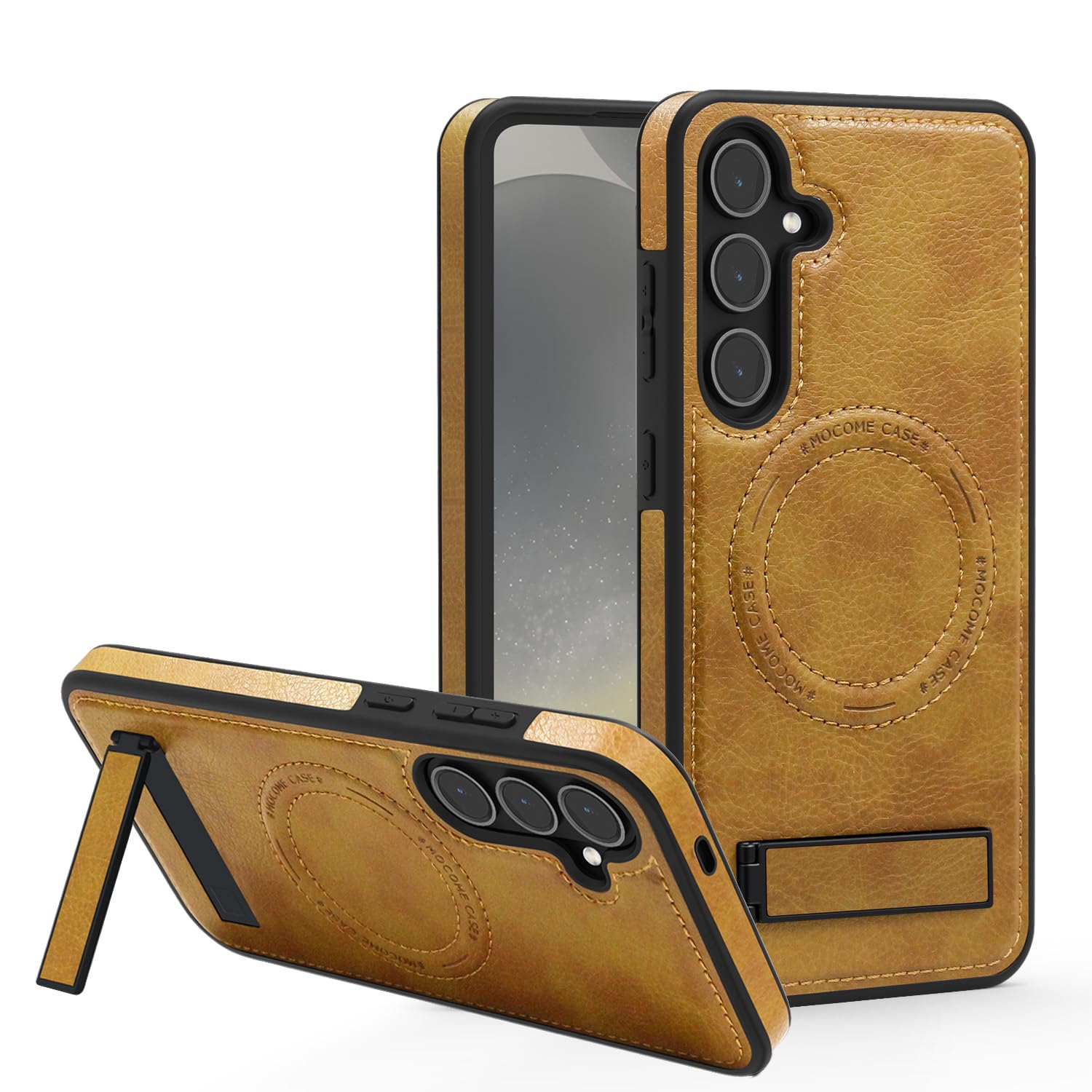 Lunivop Compatible with Samsung Galaxy s25 Case PU Leather [Compatible with Magsafe Wireless Charging] Magnetic Cover Stand Funda Rugged Best Phone