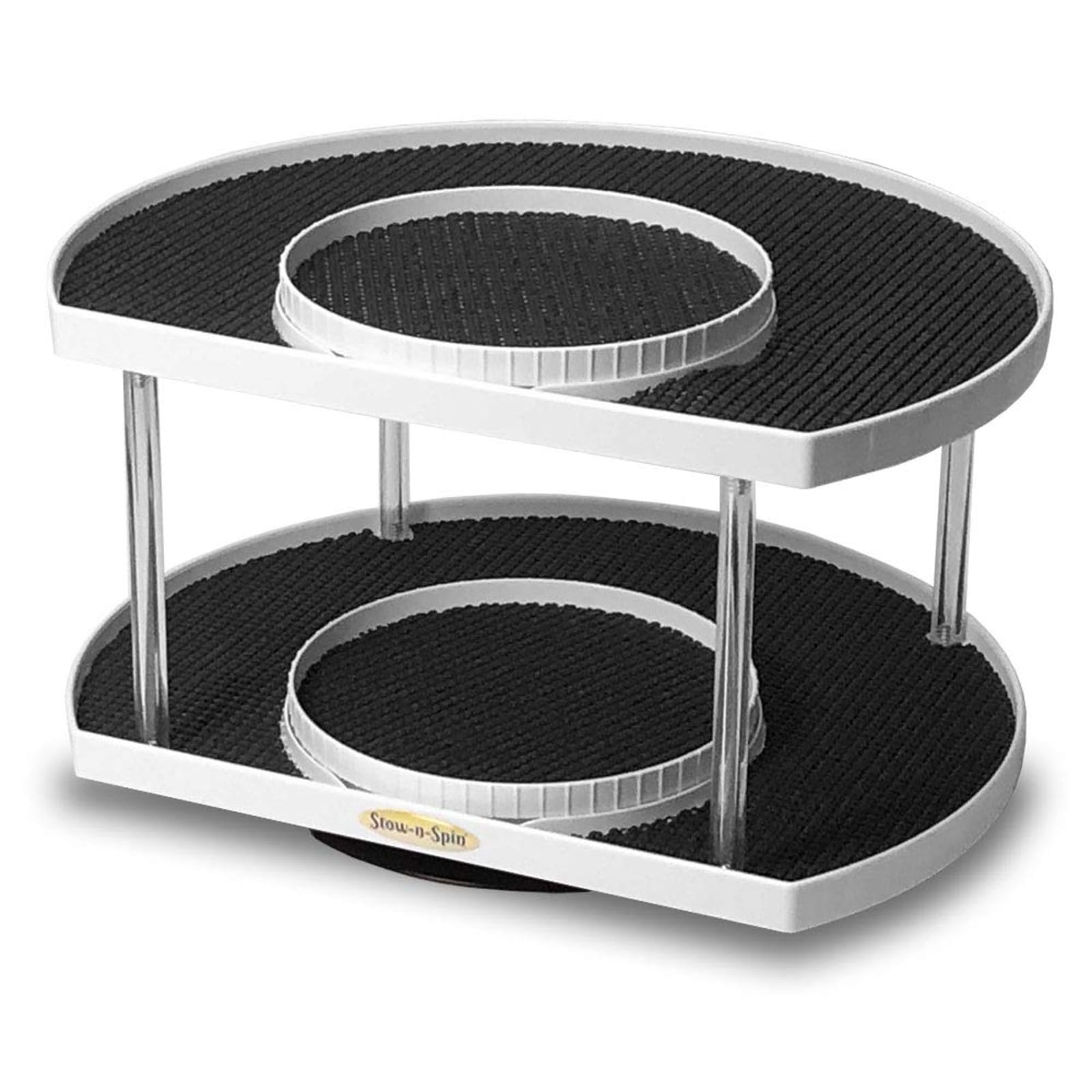 Spice Rack Organizer for Cabinet Holds 24 Cans or 50 Spice Jars - Lazy Susan Turntable for Cabinet Rotates Like Each Spice Shelf Spinner - So Spices are Easy to Find - Stow-n-Spin Made in USA