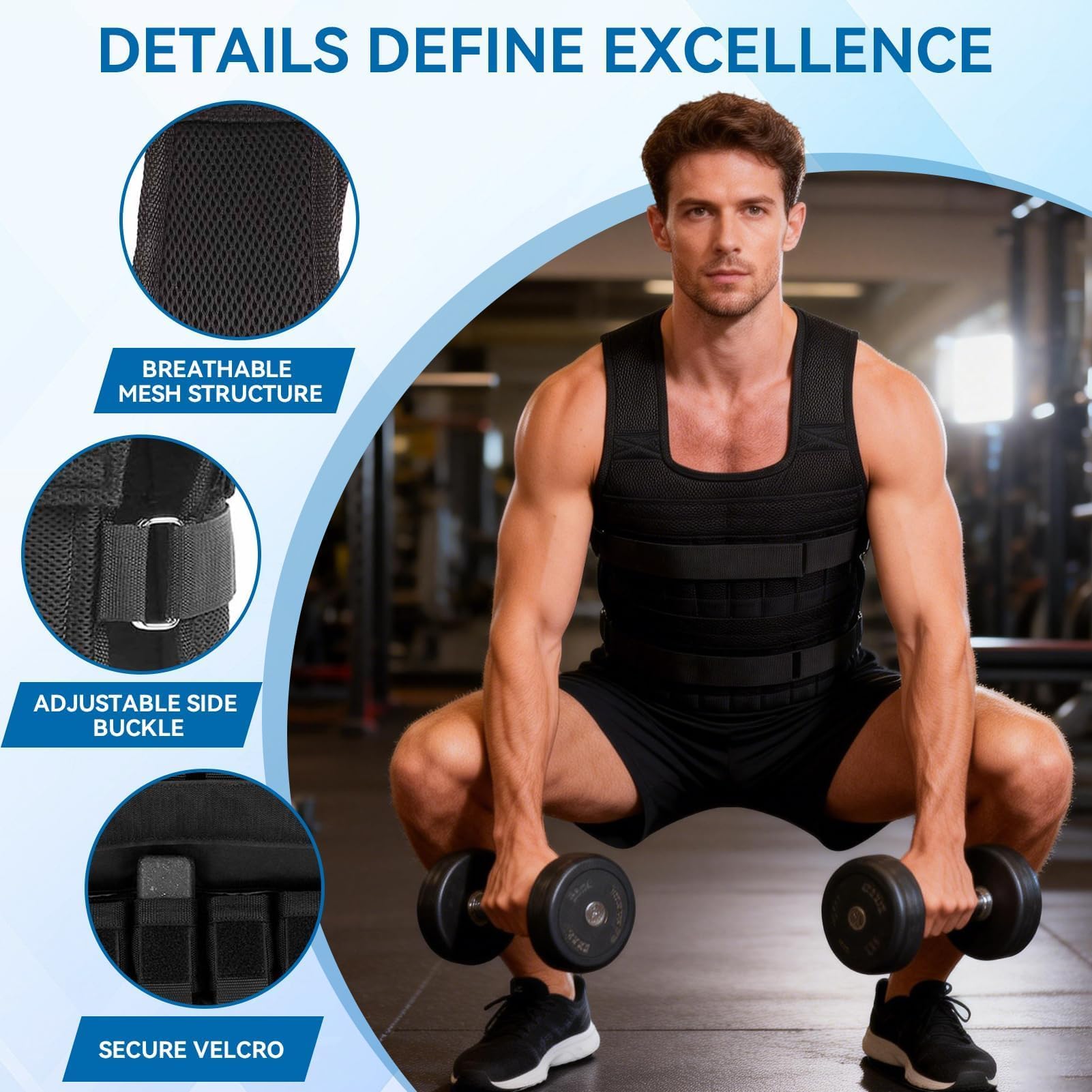 Gilet lesté, Veste d'entraînement en Maille Respirante 15 kg Gilet de Fitness d'entraînement pour la Course à Pied