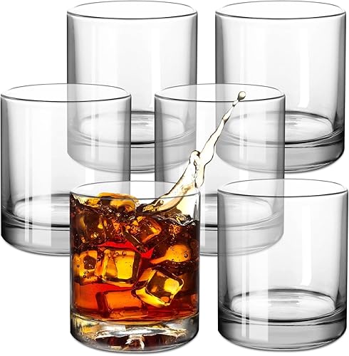 Juego de 6 vasos de whisky de alta calidad, vidrio de bourbon de cristal transparente de 11 onzas, vasos de cóctel clásicos para ron, licor, coñac,